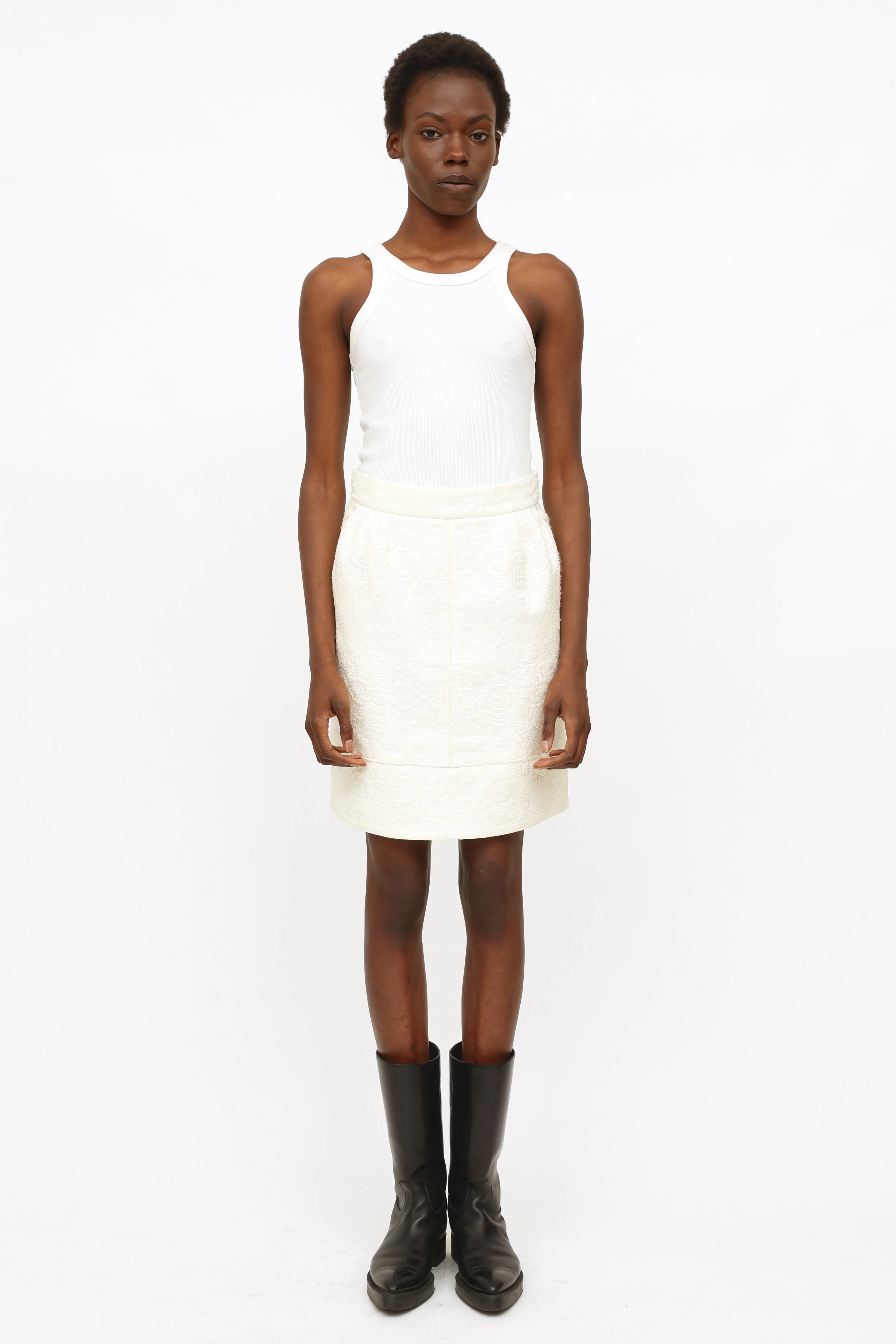 2010 Cream Embroidered Jacquard 2-Piece Set