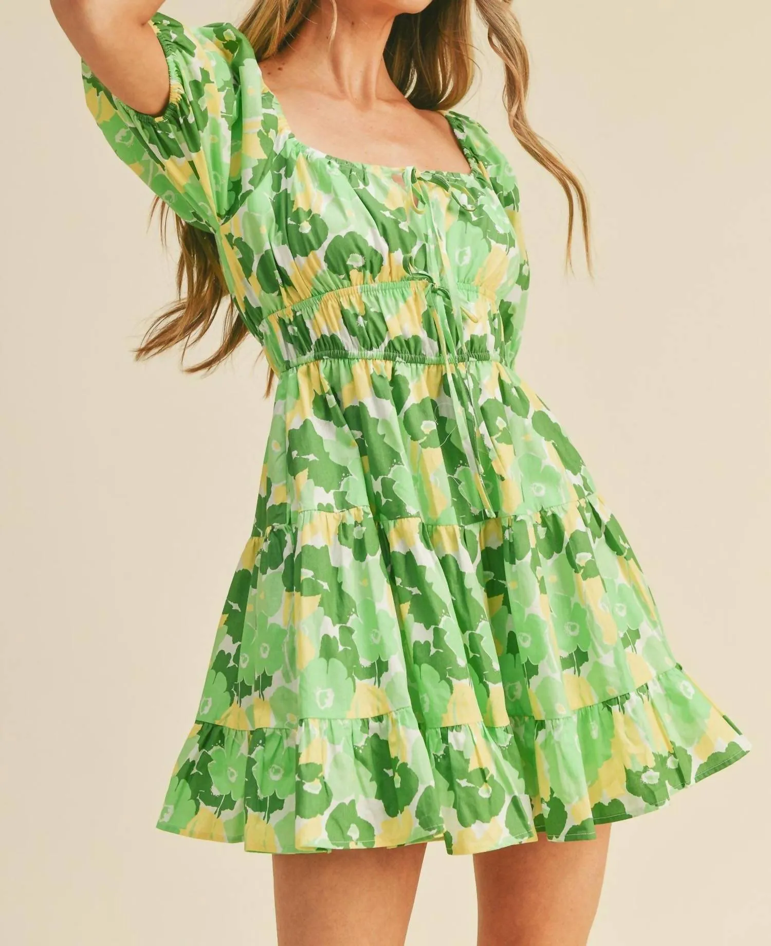 &Merci - Floral Print Tiered Mini Dress