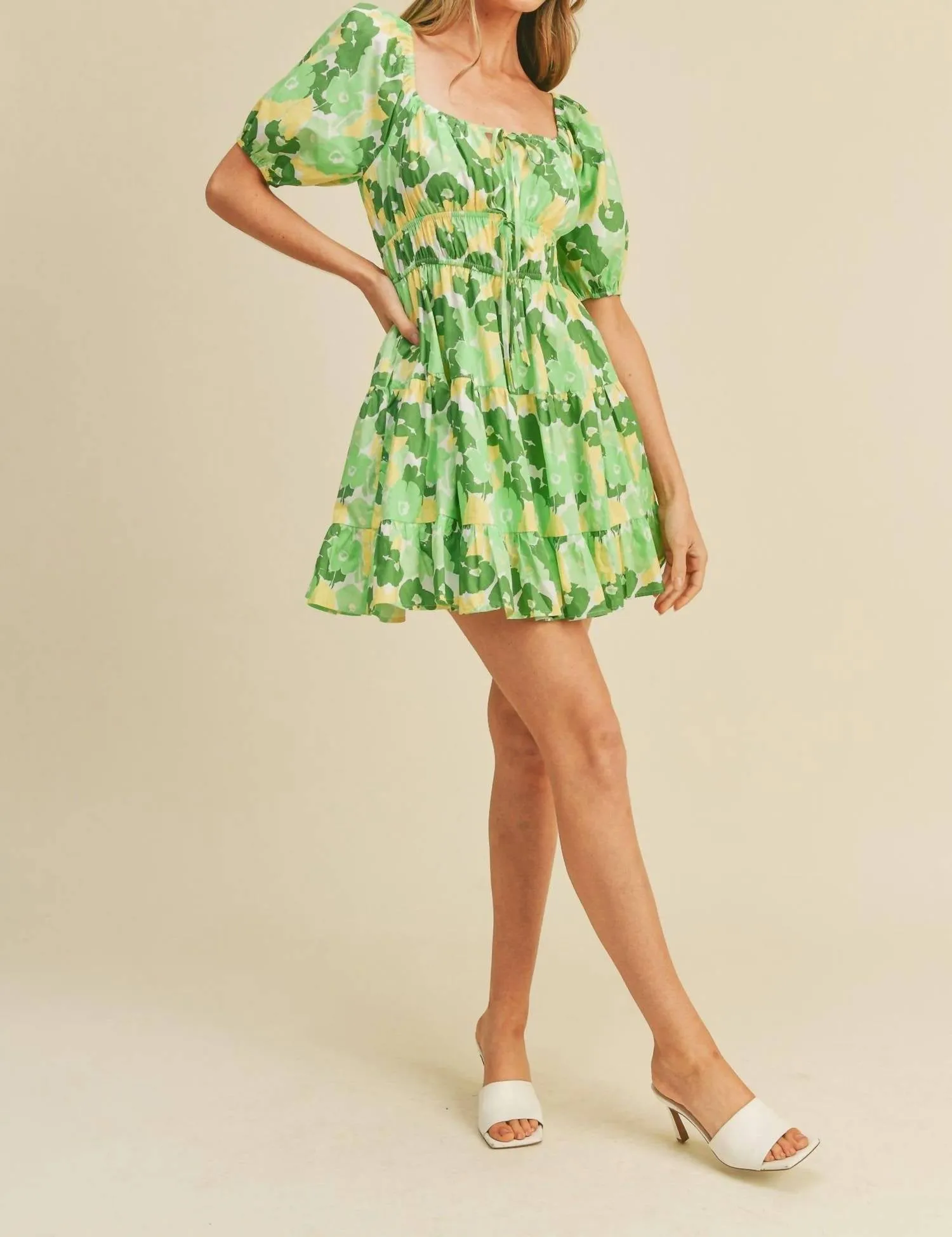 &Merci - Floral Print Tiered Mini Dress