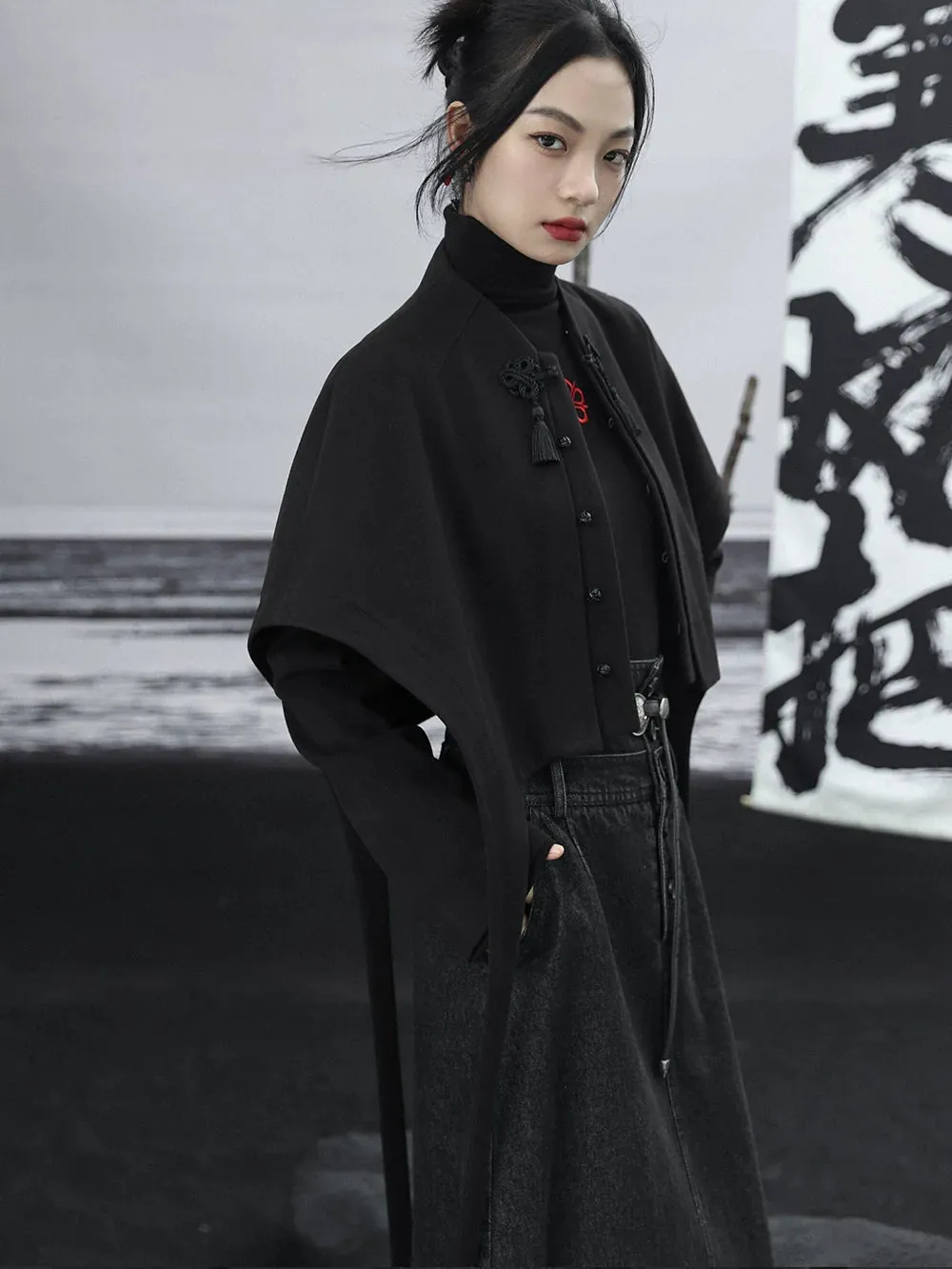 Asymmetrical China Retro Cloak