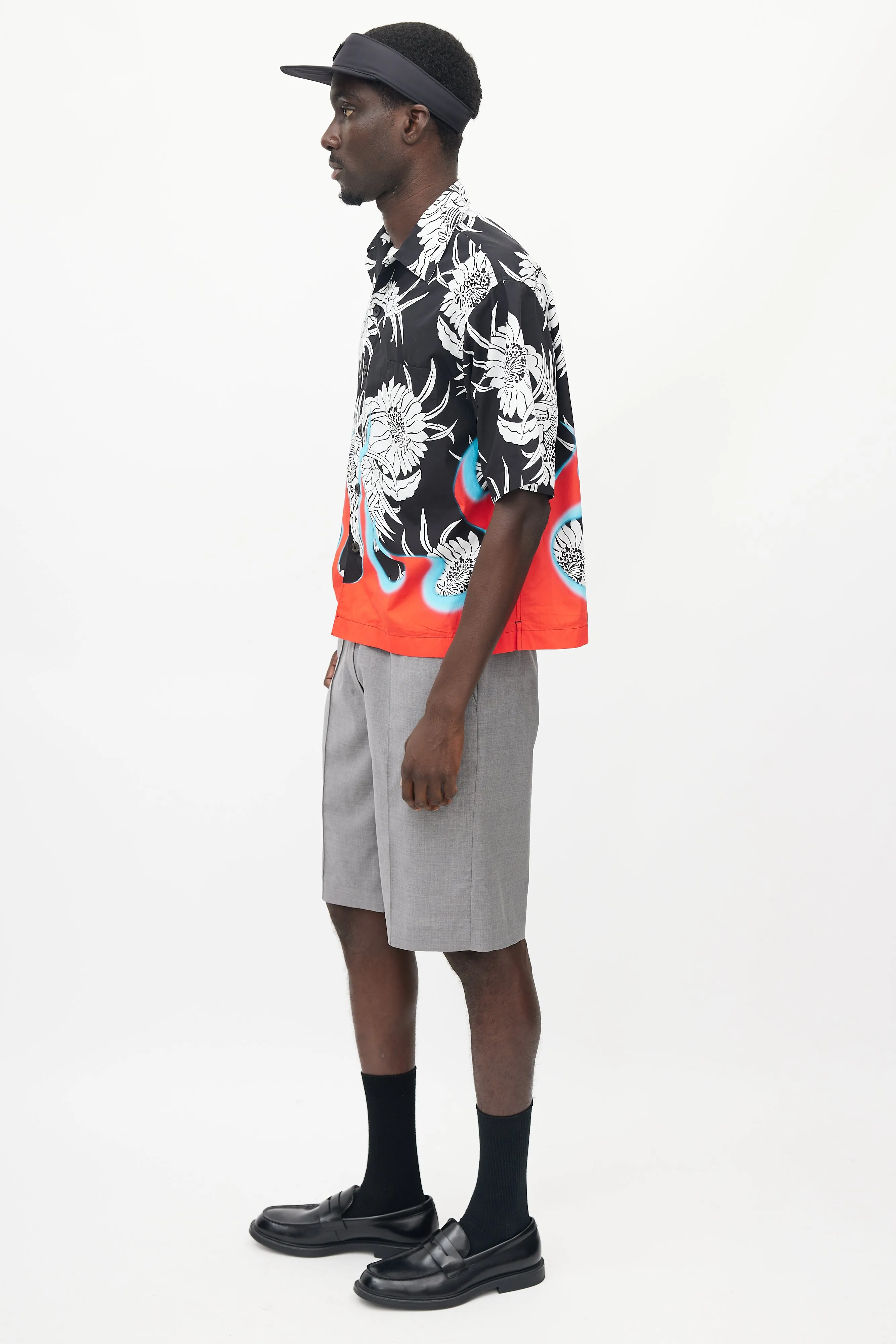 Black & Multicolour Floral Flame Shirt