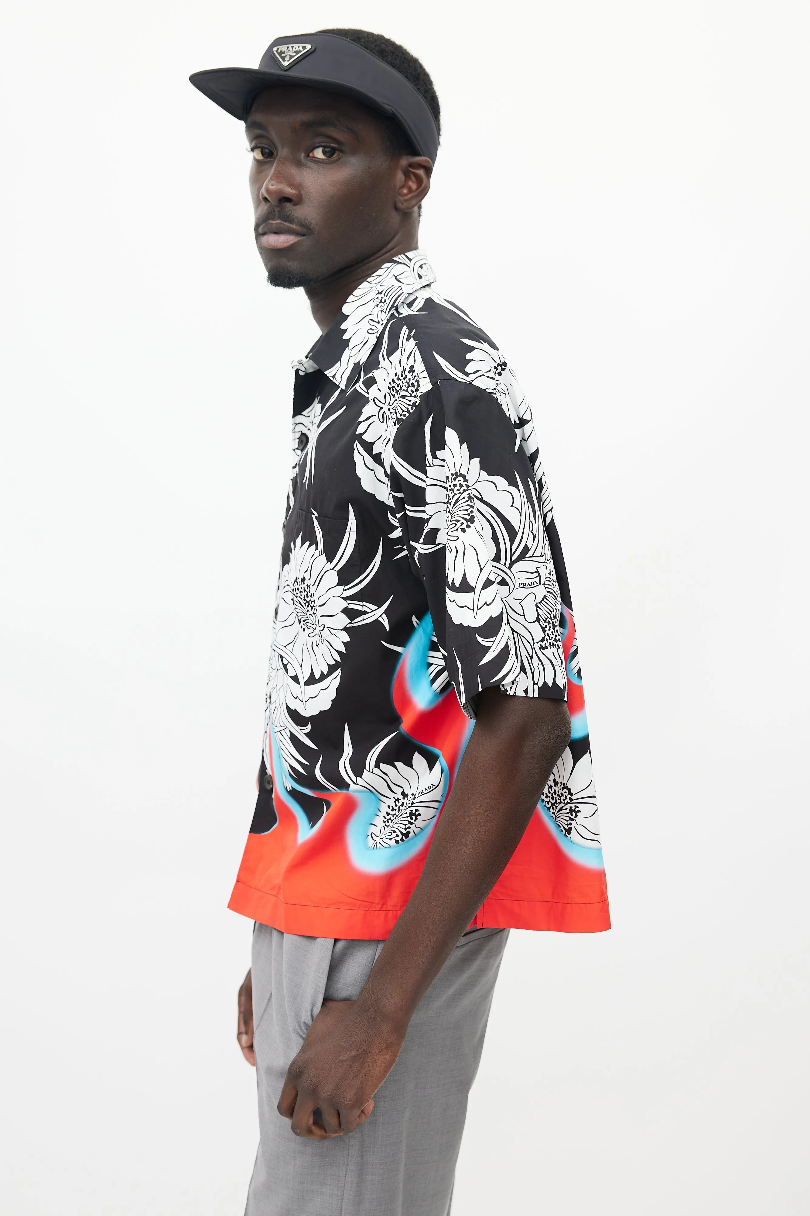 Black & Multicolour Floral Flame Shirt