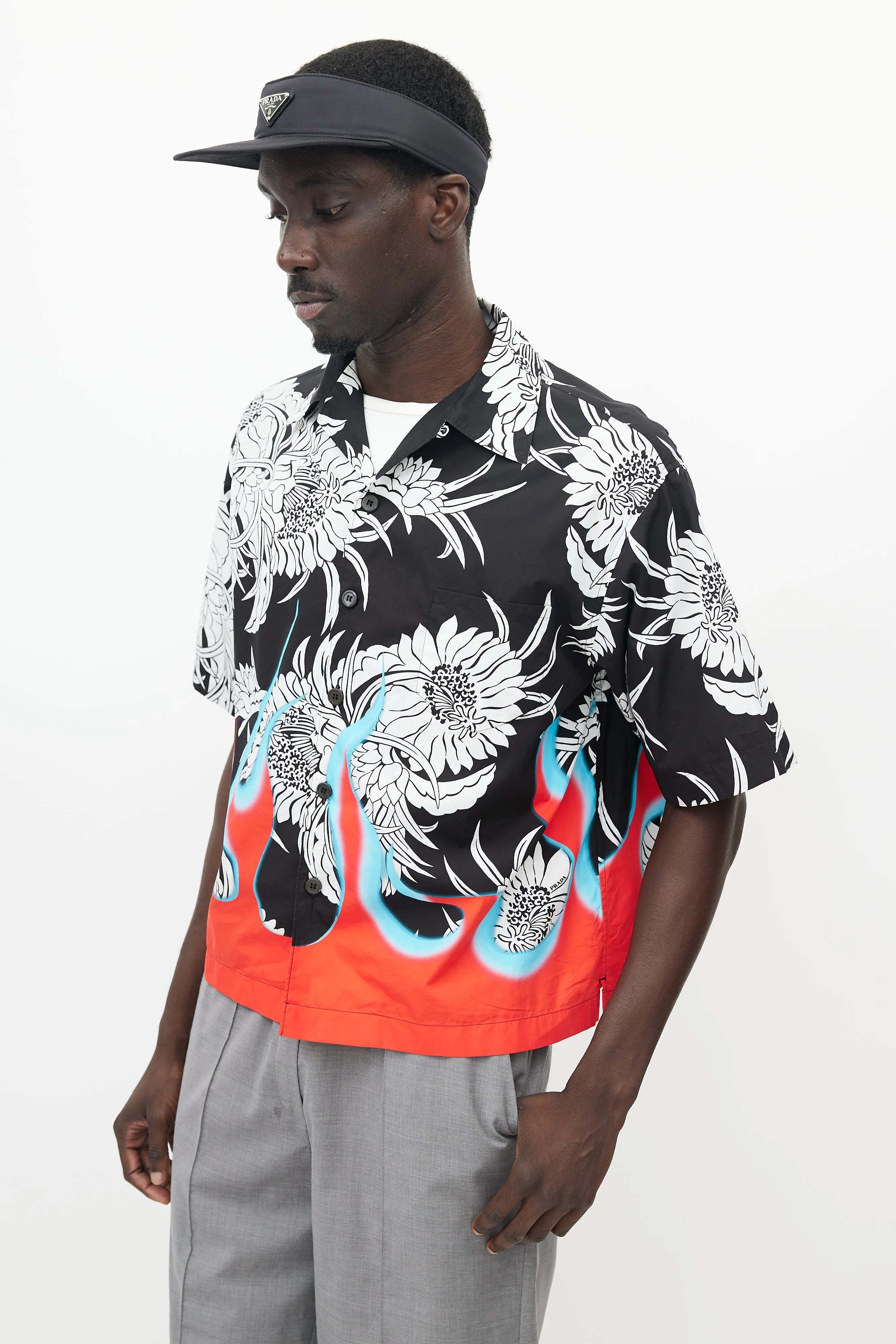 Black & Multicolour Floral Flame Shirt