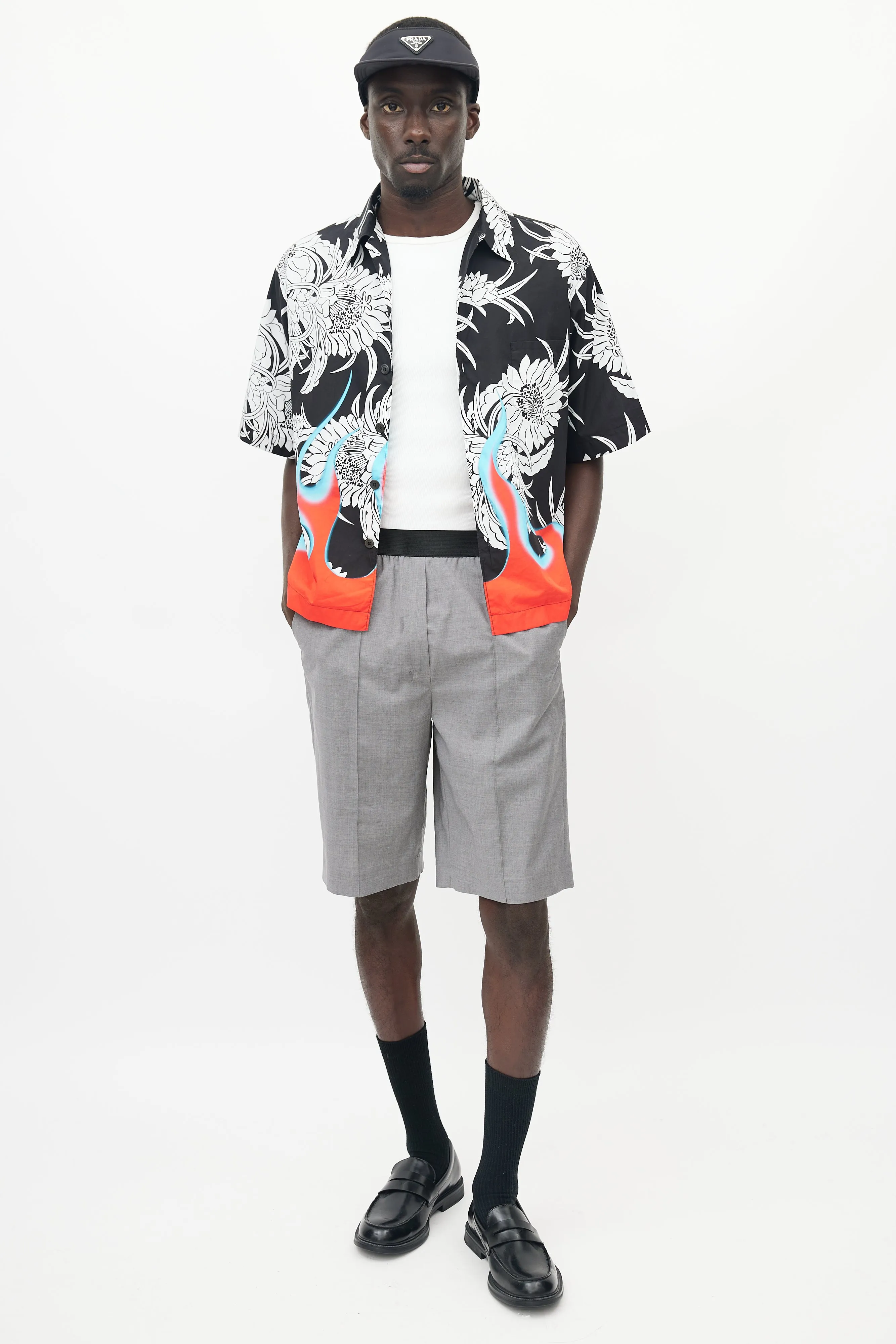 Black & Multicolour Floral Flame Shirt