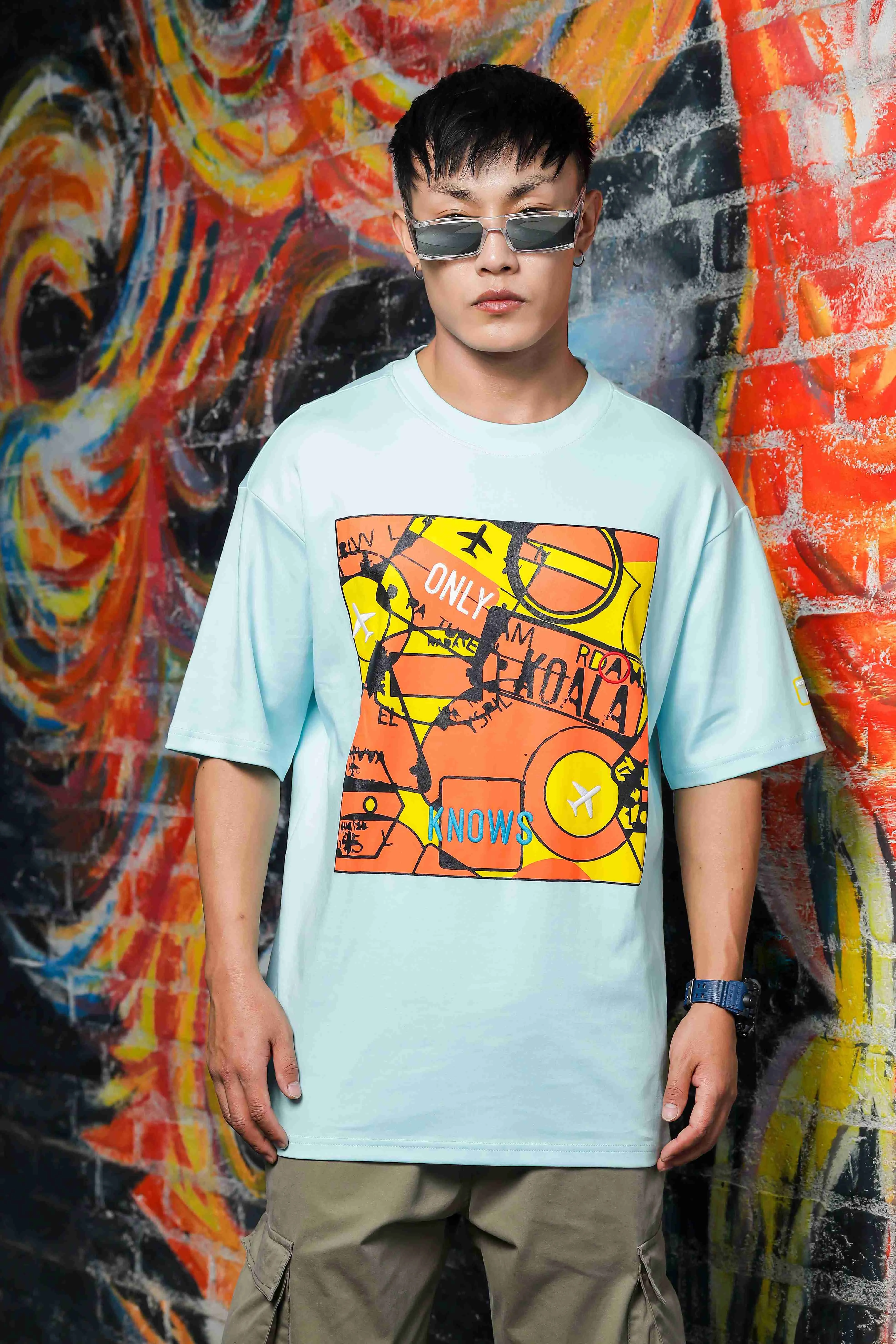 Blue Oversized Drop Shoulder Fit  Tshirt