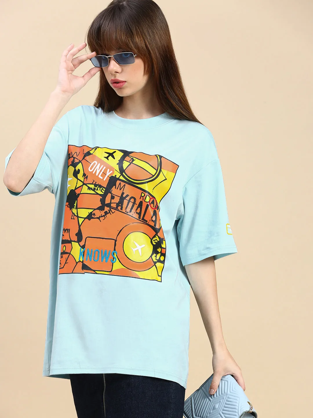 Blue Oversized Drop Shoulder Fit  Tshirt