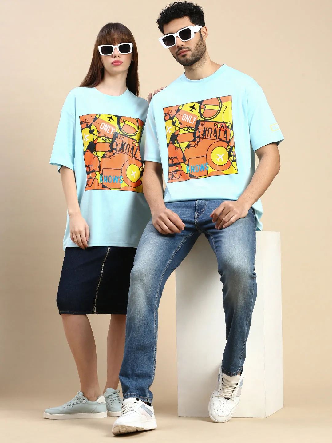 Blue Oversized Drop Shoulder Fit  Tshirt
