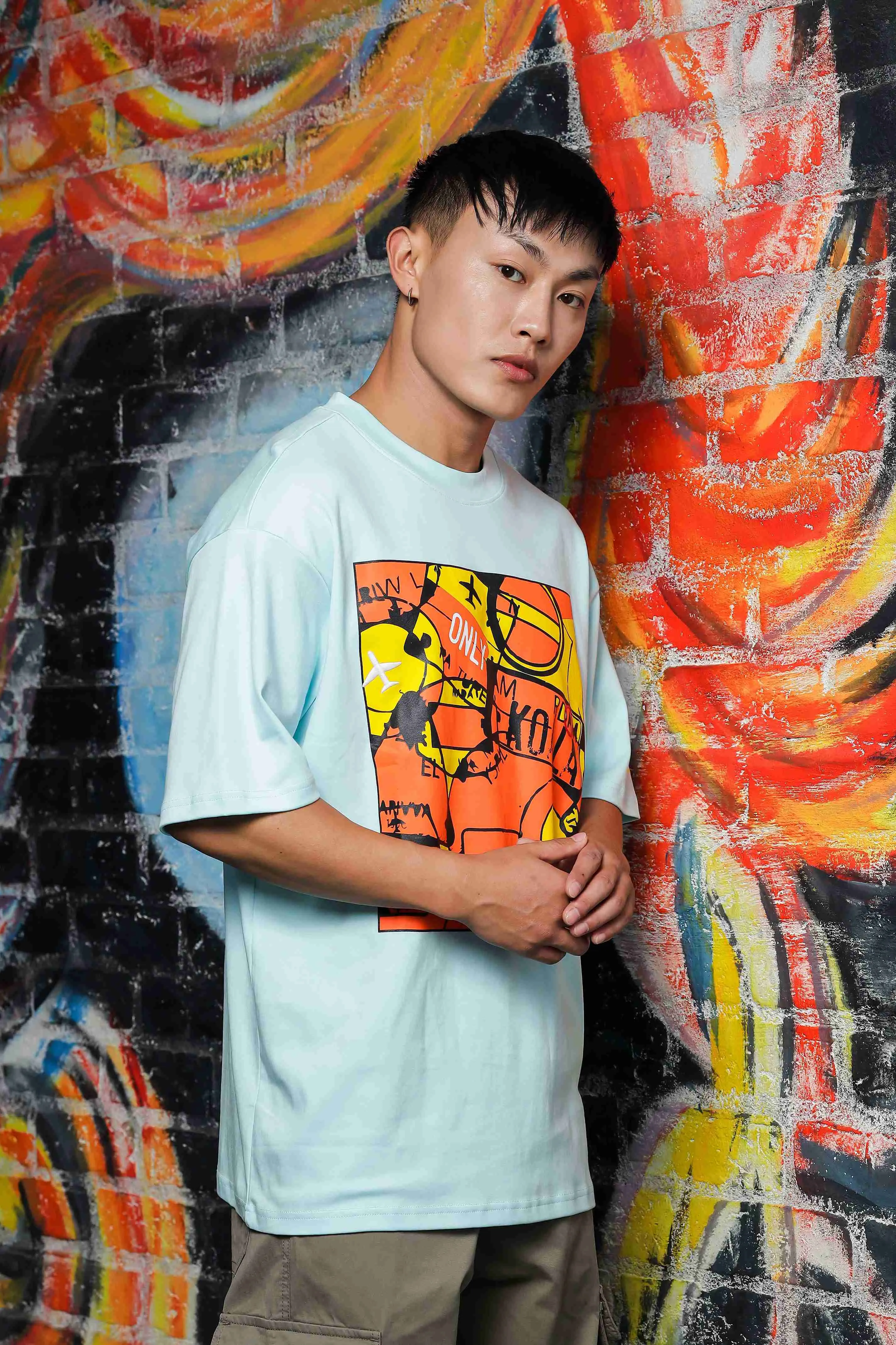 Blue Oversized Drop Shoulder Fit  Tshirt
