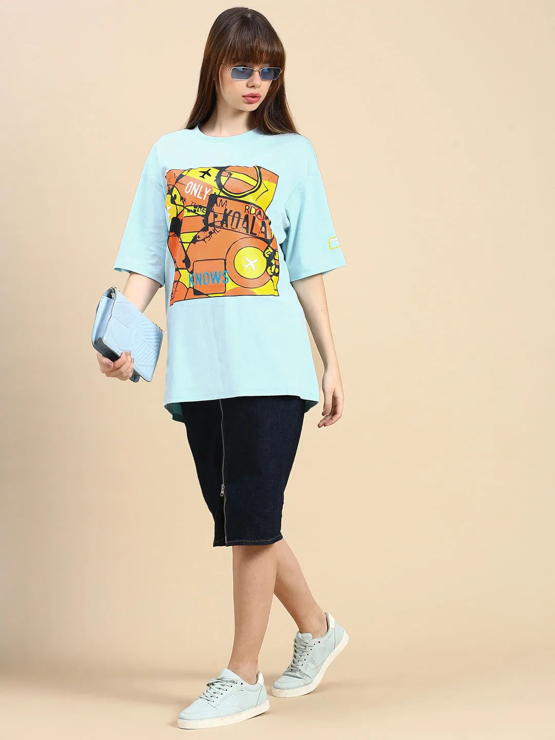 Blue Oversized Drop Shoulder Fit  Tshirt