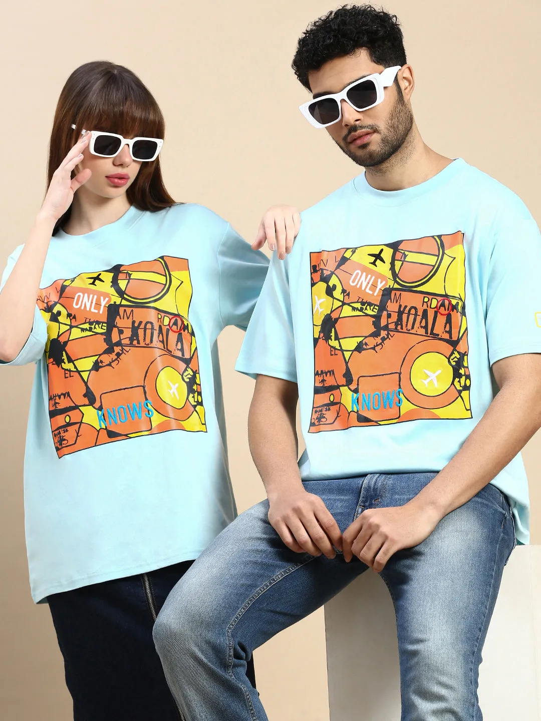 Blue Oversized Drop Shoulder Fit  Tshirt