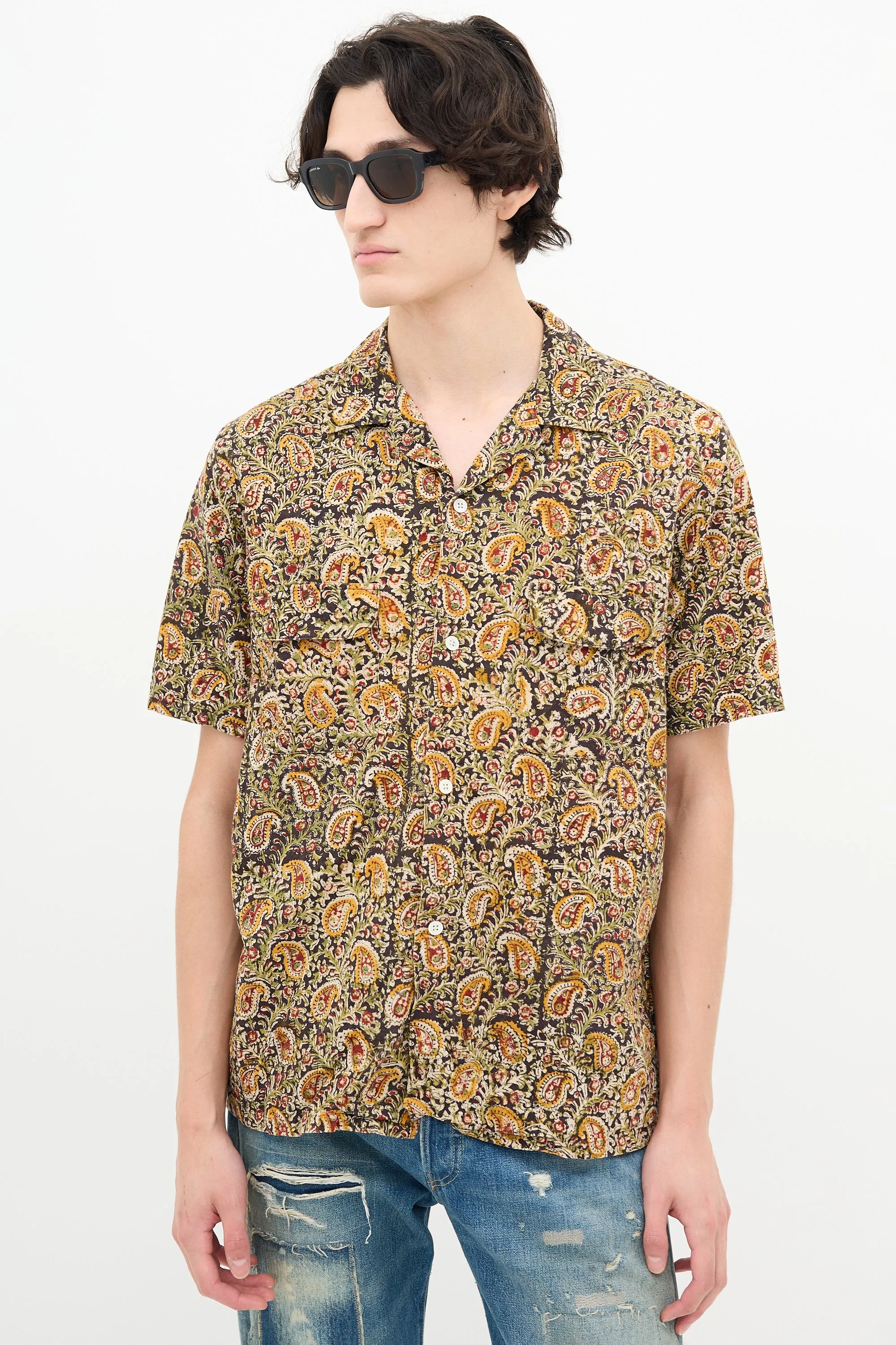 Brown & Multi Paisley Print Shirt