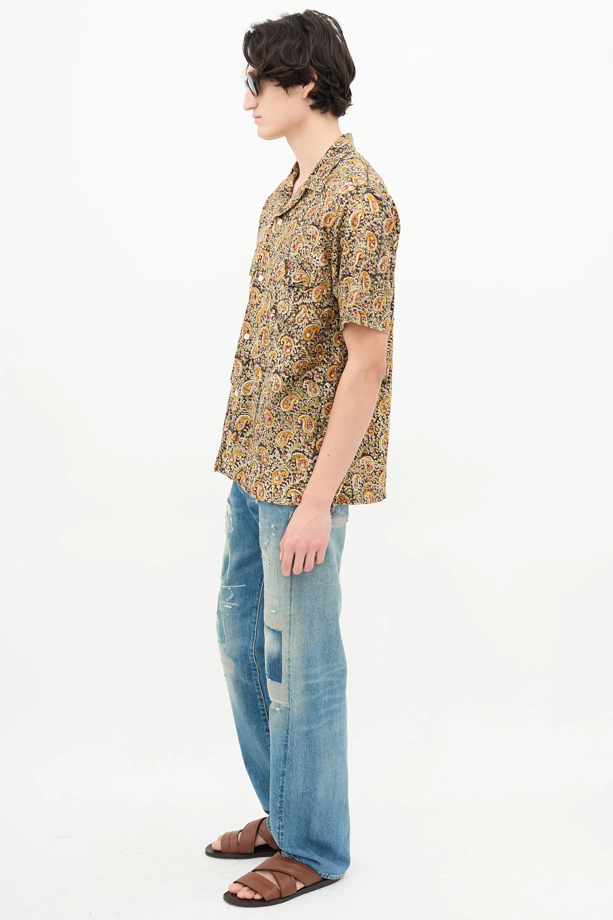 Brown & Multi Paisley Print Shirt