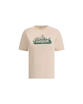 Burberry Cotton T-Shirt with Ribbed Crew Neck and Monogram Print