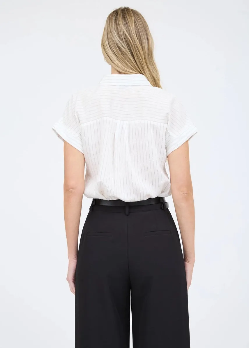 Daydream Pinstripe Short Sleeve Shirt (White)