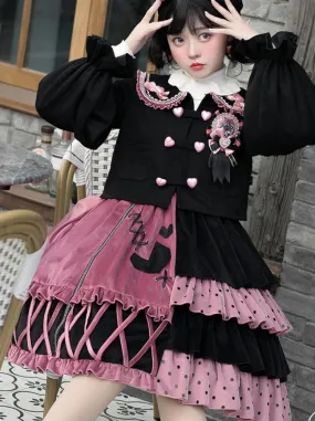 Dress Short   Lolita Jacket Asymmetrical Frilled