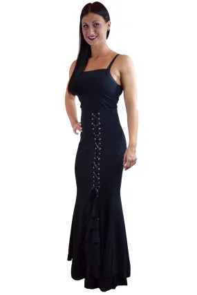 Gothic Victorian Steampunk Mermaid Fishtail Black Ruffle Asymmetrical Skirt