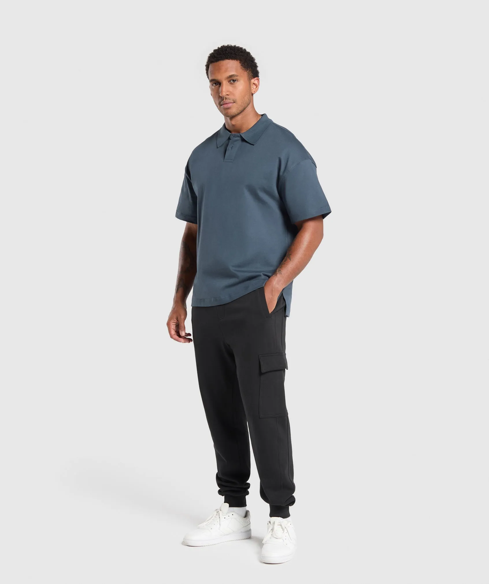 Gymshark Short Sleeve Polo - Cargo Blue