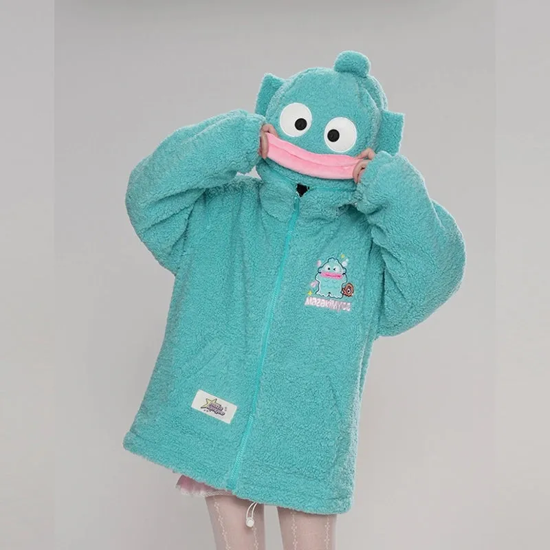 Kawaii Blue Hangyodon Hooded Plush Coat