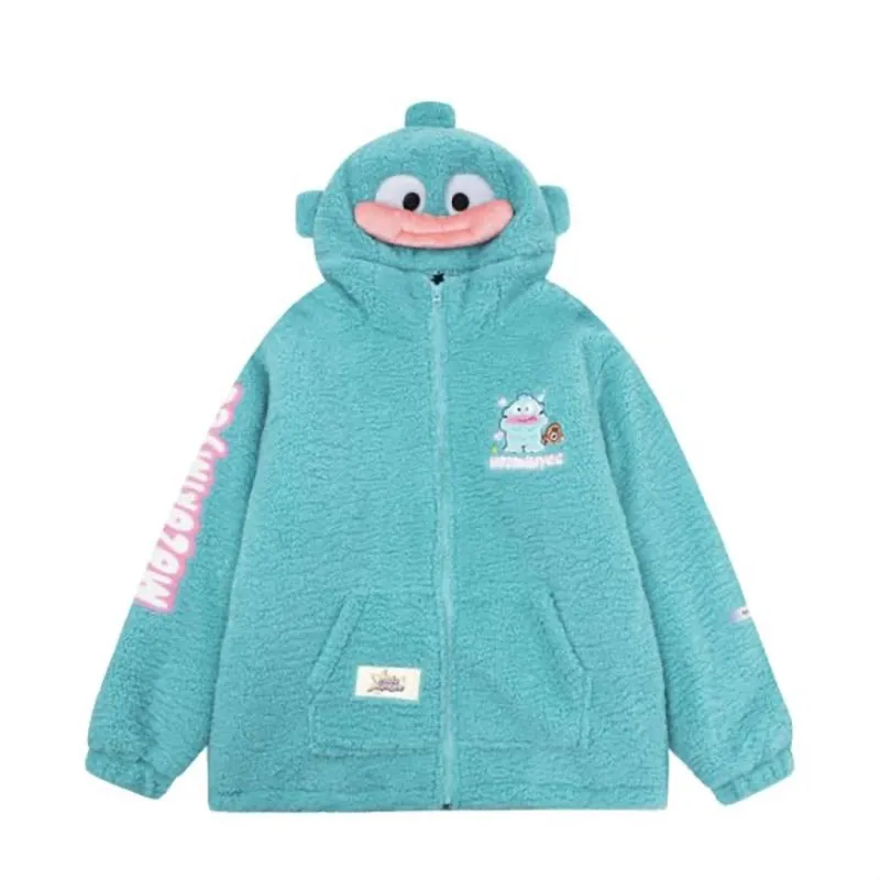 Kawaii Blue Hangyodon Hooded Plush Coat