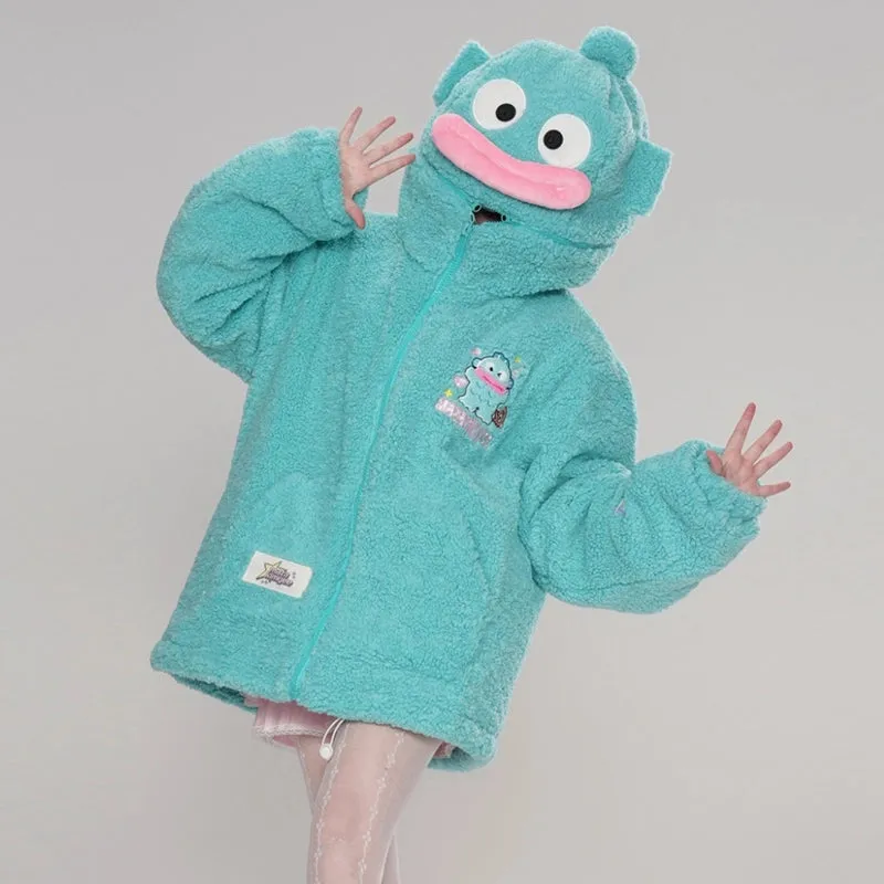 Kawaii Blue Hangyodon Hooded Plush Coat