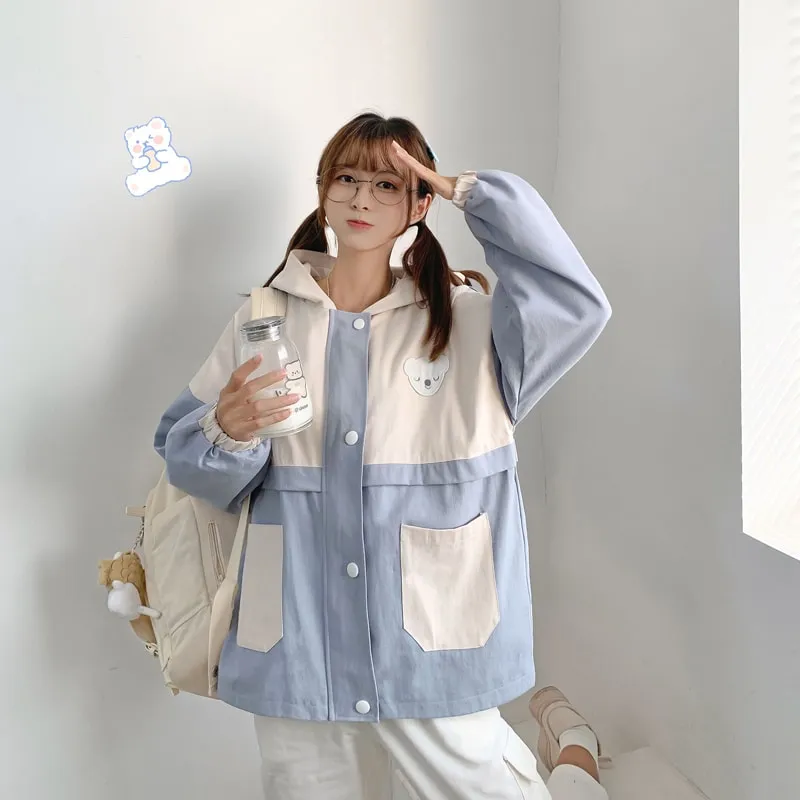 Kawaii Double Color Coat with Hooded