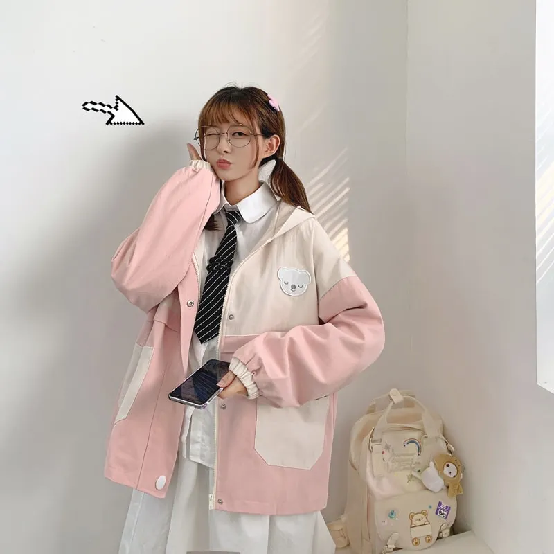 Kawaii Double Color Coat with Hooded