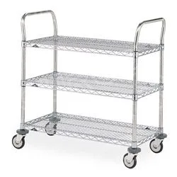 Metro MW712 Utility Cart with 3 Stainless Steel Wire Shelves, 24" x 36"