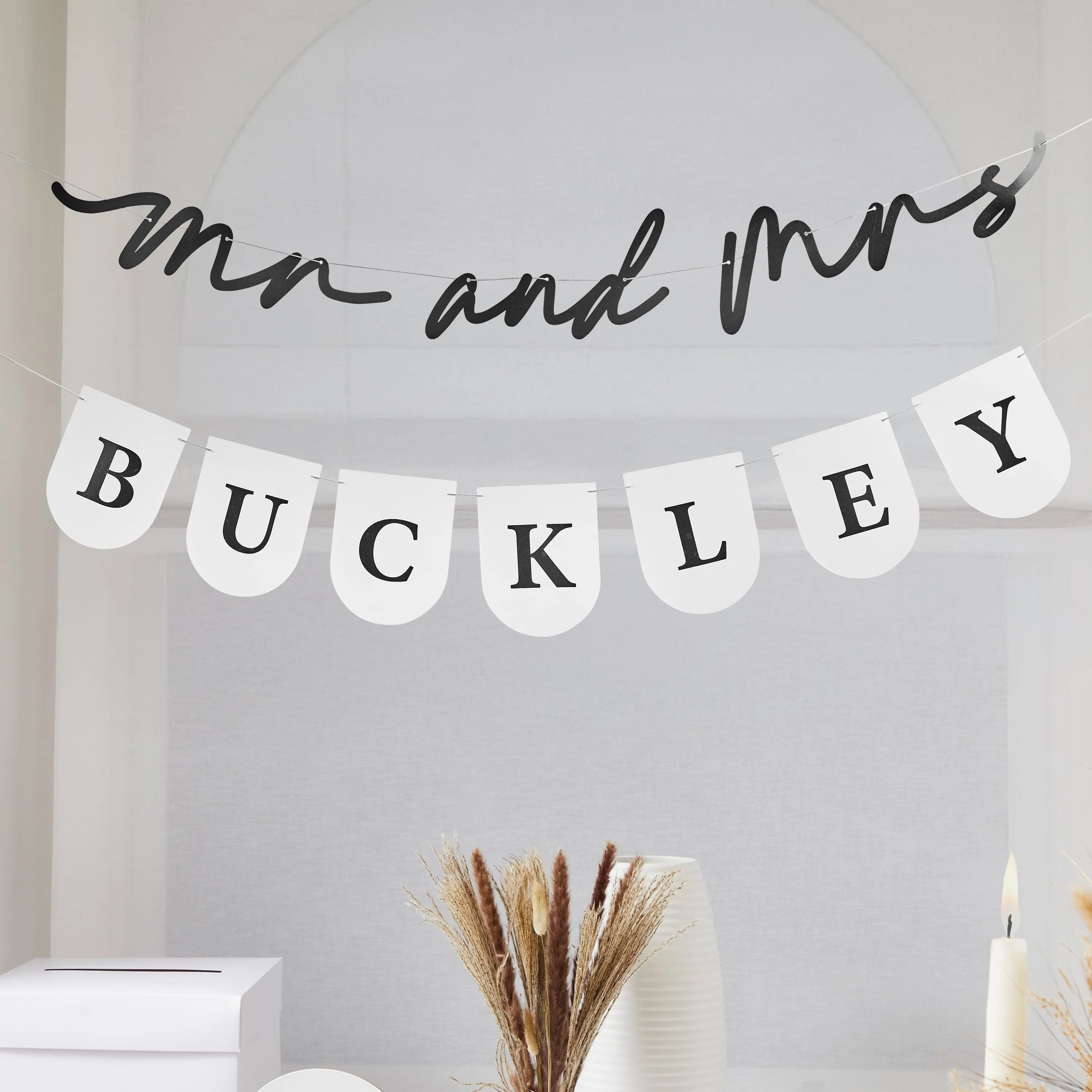 Monochrome ''Mr & Mrs' Customisable Card Banner x2 2m