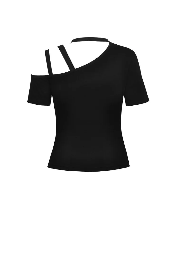 Punk asymmetrical design sexy shoulder T-shirt TW275