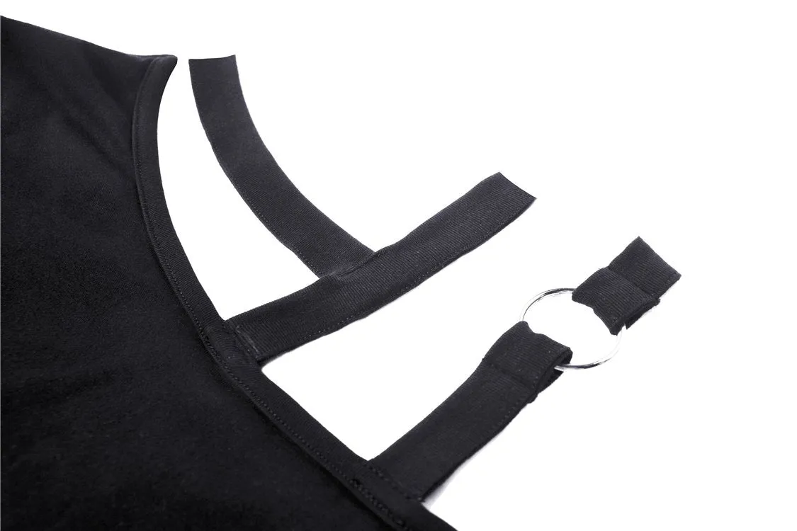 Punk asymmetrical design sexy shoulder T-shirt TW275
