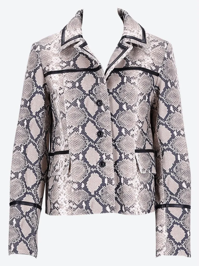 Python printed leather boxy jacket