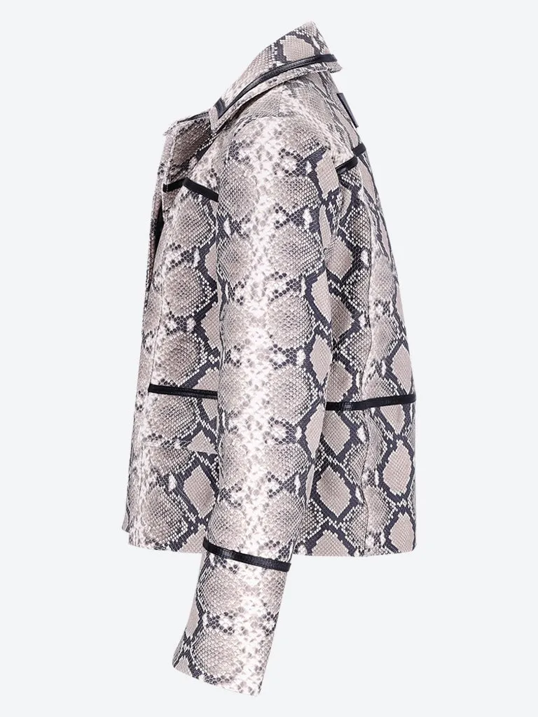 Python printed leather boxy jacket