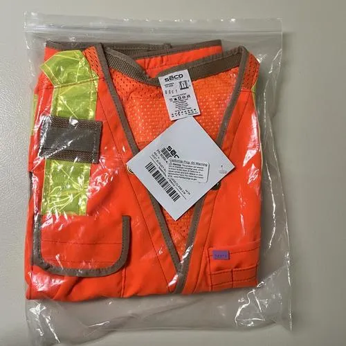 SECO Class 2 Surveyor’s Vest with Mesh Back, Orange, Medium, 44"-46" Chest